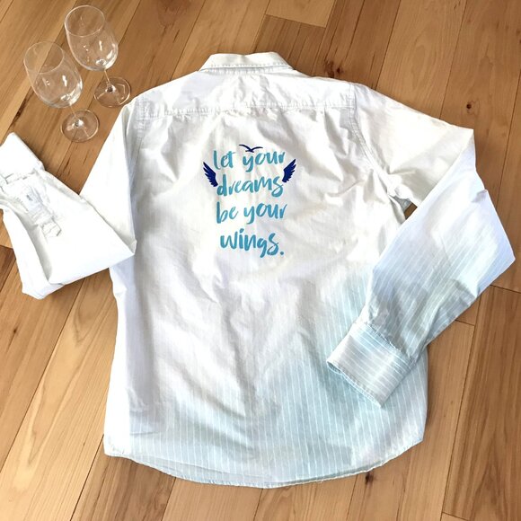 Upcycled Bleached Shirt, Women’s Plus Size: Inspirational Saying - Picture 4 of 9